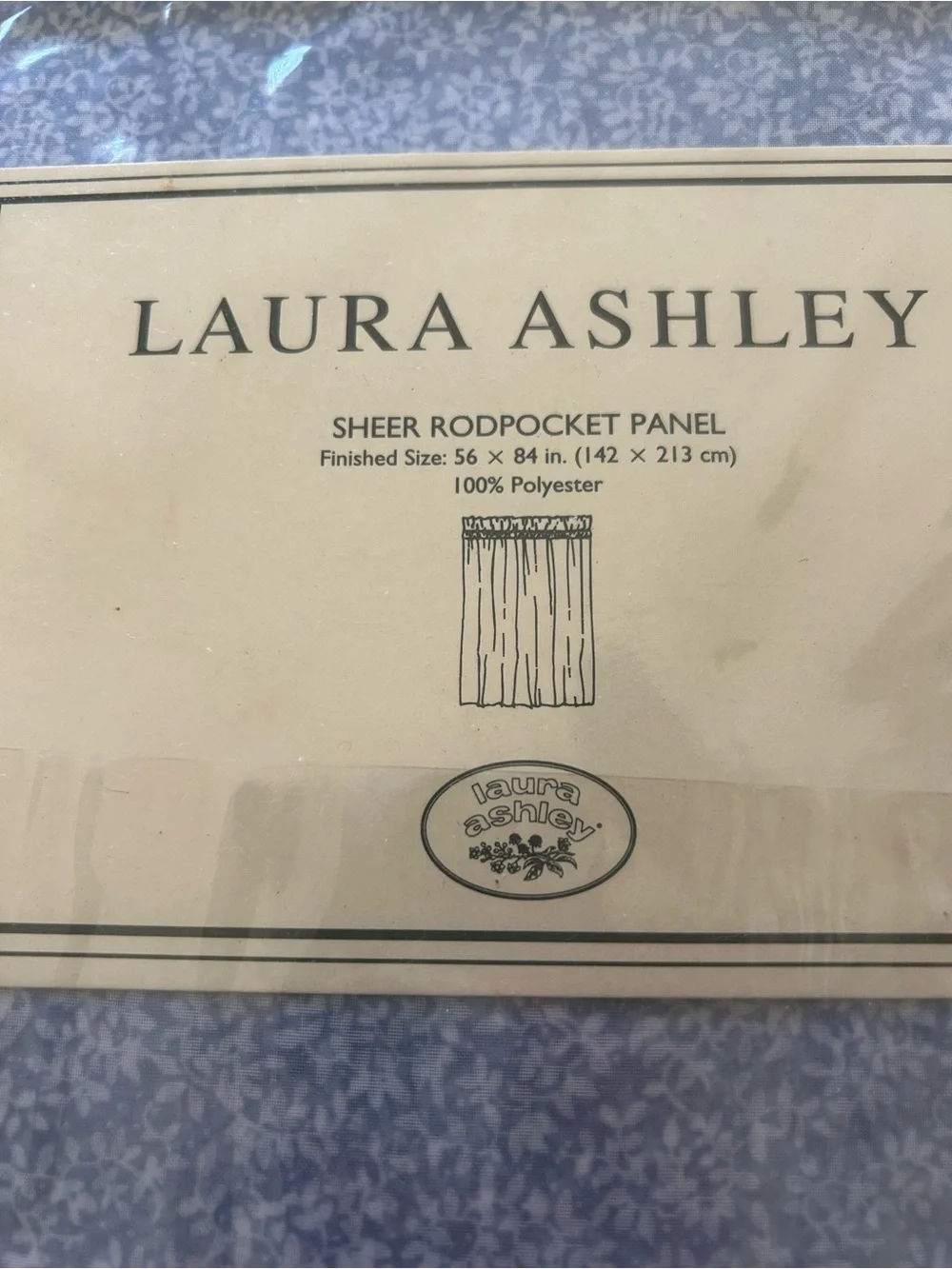 1 Laura‎ Ashley Vtg Brand New Old Stock Sophia Vine Sheer Rodpocket Panel 56x84”